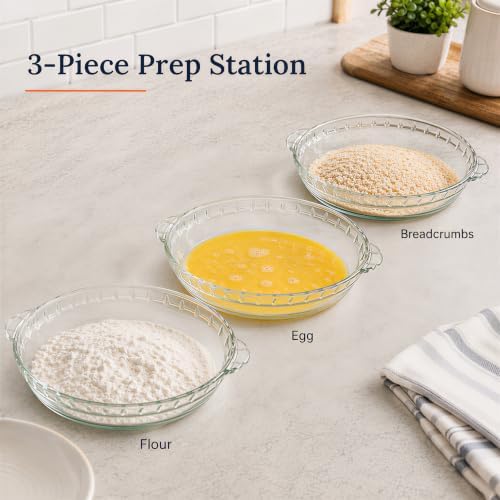 Kingrol 3 Pack Glass Pie Plates with Handles, 9 Inch Pie Baking Dishes