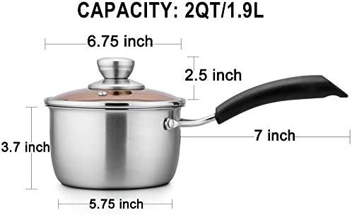 TeamFar 1 Quart Saucepan, Stainless Steel Saucepan with Lid | Small Sauce Pot Milk Pan Cookware for Home Cooking, Non Toxic & Healthy, Easy Clean & Dishwasher Safe
