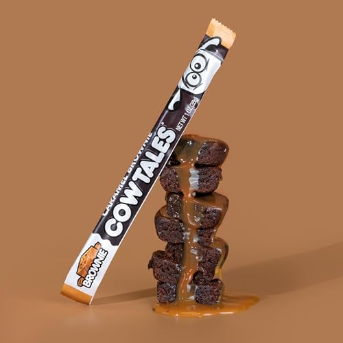 Goetze's Candy Caramel Brownie Cow Tales, 2.25 lb 36ct Canister | Rich Chewy Brownie Caramel & Smooth Cream Filling