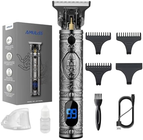 AMULISS Beard Trimmer for Men,Zero Gapped Vintage Professional Hair Clipper