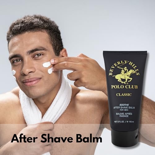 Beverly Hills Polo Club Classic Soothing After Shave for Men | Authentic Musk & Woody Scent | Calms & Refreshes Skin, Long-Lasting | 5oz Travel Size