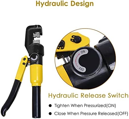 Yescom 10 Ton Hydraulic Crimping Tool Wire Crimper with 9 Hex Dies | Ideal for 3/16" to 1/8" cable railing system tensioning & 12 to 2/0 AWG electrical battery lug terminals, YES0584