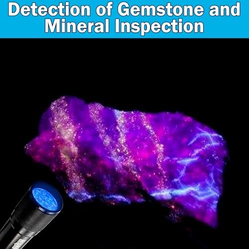 HQRP Professional 365 nM 9 LED Gemstone and Mineral Inspection, Identification, Fluorescence, Glow Flashlight Blacklight