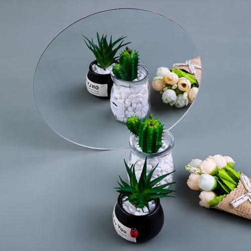 Aneco Acrylic Round Mirrors Non Glass Round Mirror Plate Self Adhesive Mirror Stickers for Home Wall Decor or Wedding Table Centerpiece