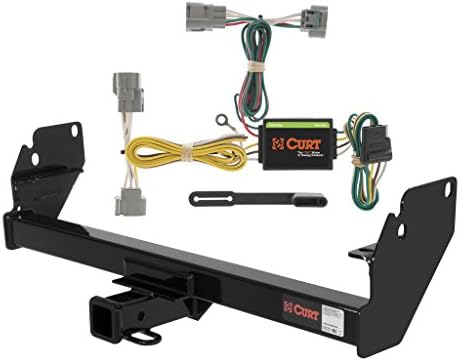 CURT Class 3 Trailer Hitch 2" Receiver with 4-Way Flat Output Custom Wiring Harness fits 2005-2015 Tacoma | Resists Rust, Chipping