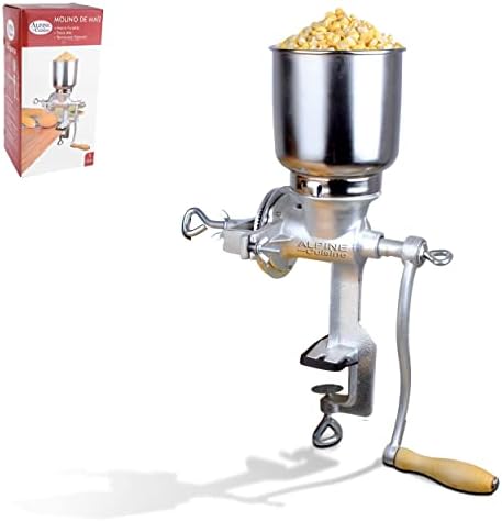 Alpine Cuisine Manual Cast Iron Coffee Grinder 17" High Hopper Multi-Purpose Mill for Corn Nuts Wheat Spices Seed Herbs Heavy Duty for Kitchen Homes