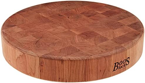 John Boos CCB Series Square Wooden Maple Cutting Board 12”x12” – 3” Thick, 13-lb Reversible Butcher Block with End-Grain & Finger Grips – Made in the USA