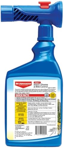 BioAdvanced 3-in-1 Insect, Disease, and Plant Mite Control - Insecticide, Fungicide & Miticide - Ready-to-Spray- Prevents Pests and Diseases - Up to 30 Days Protection - 32 fl oz Bottle