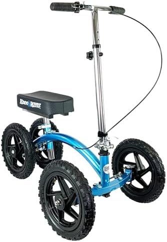 KneeRover Quad All Terrain Knee Scooter for Adults, Metallic Blue
