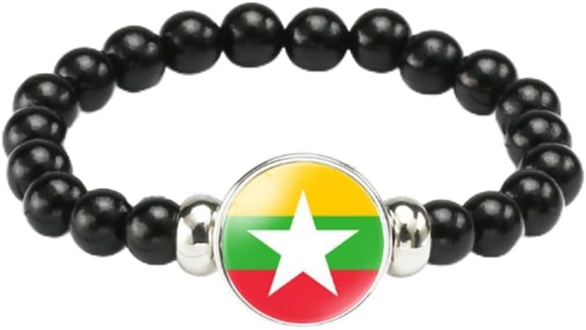 vmcoatdu National Flag Bracelet Elastic Rope Beaded Bracelet Support Your Country Travel Souvenir Gifts for Men Women