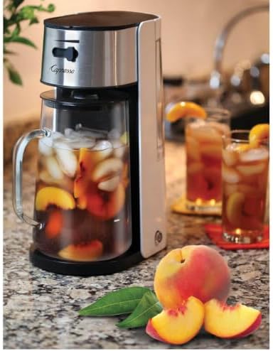 Capresso Stainless Steel Iced Tea Maker Glass Pitcher One Button Operation