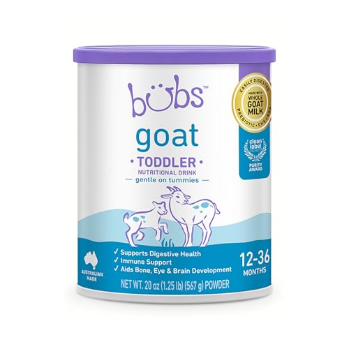 Bubs Whole Goat Milk Infant Formula for 0-12 Months, Non-GMO Milk, 20 oz | Goat Milk-Based Powder with Iron, DHA, ARA, Prebiotics & Essential Nutrients to Support Gentle Digestion