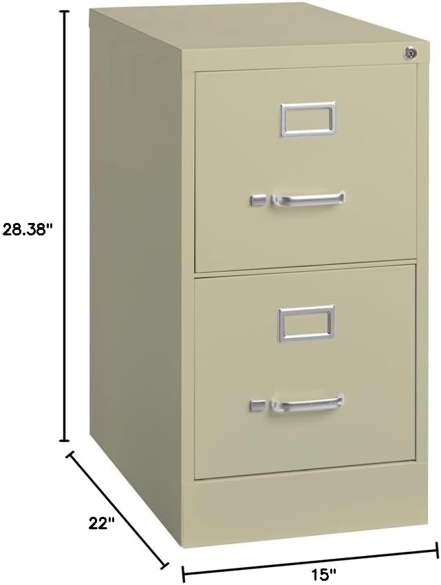 Scranton & Co 22" 4-Drawer Metal Letter Width Vertical Filing Cabinet in Beige, Lockable, Sturdy Steel Construction, Office or Home Use, Durable Letter Size File Storage
