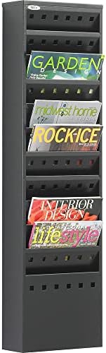 Safco 4321BL Steel Magazine Rack, 11 Pockets - Durable Wall Mounted Black Steel Construction with Optional Base - Perfect Office or School Resource Solution