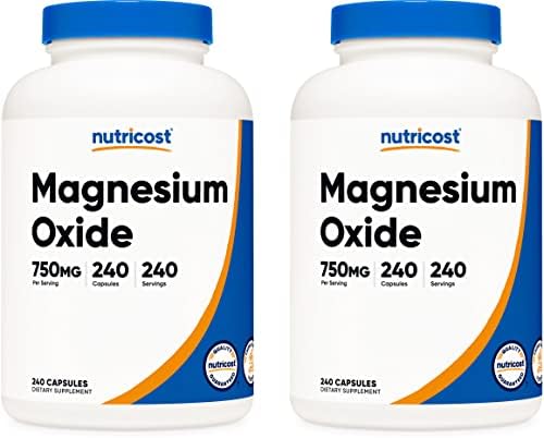 Nutricost Magnesium Oxide 750mg, 240 Capsules, 420mg of Magnesium, GMO-Free | Gluten Free