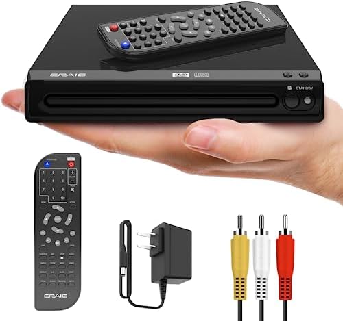Craig CVD401A Compact HDMI DVD Player with Remote in Black | Compatible with DVD-R/DVD-RW/JPEG/CD-R/CD-R/CD | Progressive Scan | Up-Convert to 1080p |
