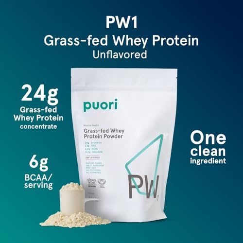 Puori PW1, Grass Fed Whey Protein Powder, Dark Chocolate, 30 Servings | Pasture-Raised Whey Protein Powder Drink Mix containing BCAA Amino Acids - Post-Workout Supplement for Muscle Gain & Recovery