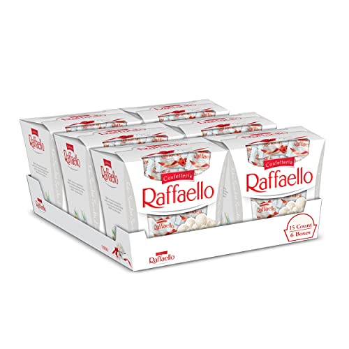 Raffaello Almond Coconut Candy, 15 Individually Wrapped Gourmet Candy Box, 6 boxes, 5.3 oz