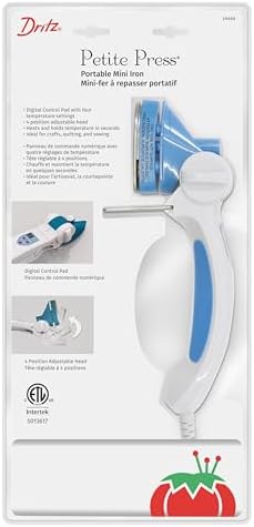 Dritz 29500 Petite Press Portable Mini Iron,White | Mini Iron for Quilting, Crafts & Sewing - Travel Steamer for Clothes