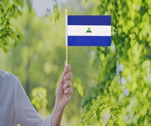 10 Pack Nicaragua Flags -NI Handheld Flag- 5x8 in, Nicaraguans Mini Flag. Suitable For Party Decorations, Store Displays