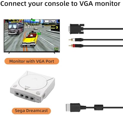 Mcbazel VGA AV Audio Video Cable for Sega Dreamcast