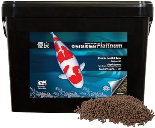 CrystalClear Platinum Fish Food Floating 5mm Pellets, 17.6 lbs | For Koi & Goldfish, premium nutrition to boost growth, color, and wellness in backyard ponds & water gardens