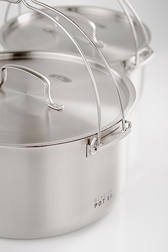 GSI Outdoors Glacier Stainless Troop Cookset, Compact Pan & Pot Camping Set, for Travel and Outdoors (8-10 People)