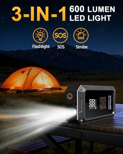 M1 6000A Car Battery Jump Starter with Air Compressor 150PSI (9.0 L Gas/8.0L Diesel), Portable Car Jump Starter Power Pack