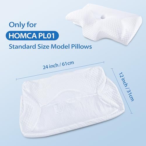 HOMCA Pillowcase PL01 Memory Foam Standard Size Pillow, White