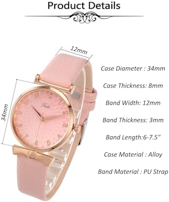 Top Plaza Ladies Classic Leather Analog Quartz Watch | Women Easy Read Arabic Numerals Watches Casual Dress Wrist Watch,Rose Gold Case