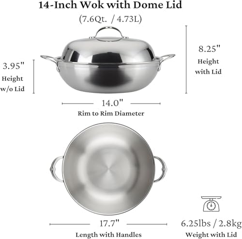 Hestan ProBond Forged - Professional Clad Stainless Steel Wok, 14-Inches, Induction Compatible