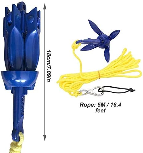 ISURE MARINE Kayak Anchor Kits 0.53lb (240g) Portable Folding Anchor Buoy Kit Canoe Kayak Raft Boat Sailboat Fishing Complete Folding Grapnel Anchor