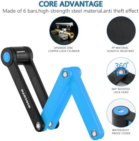 Bike Lock Bicycle Scooter Motorcycle Folding Locks with 4Keys, Fold Chain Heavy Duty Alloy Steel Foldable Lock with Mounting Bracket 2pc Straps