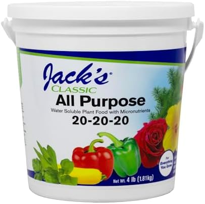 Jack's Classic 20-20-20 All Purpose Water-Soluble Fertilizer, 8oz | Powdered, Targeted Micronutrient Package, Promotes Growth, Green-Up, and Leaf Expansion on All Indoor and Outdoor Plants
