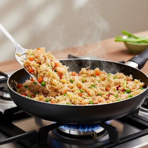 Alpine Cuisine Fry Pan 13-Inch Nonstick Coating Gray, Frying Pans Nonstick for Stove with Stay Cool & Comfortable Handle, Durable Nonstick Cookware, Ideal for Family