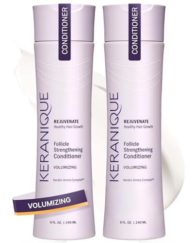 Keranique Volumizing Keratin Conditioner for Thinning Hair, Hair Regrowth | Keratin Amino Complex, Free of Sulfates, Dyes and Parabens, 8 Fl Oz | Volumizes Hair