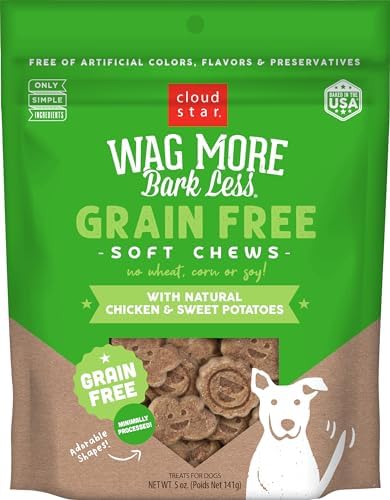 Cloud Star Wag More Bark Less - Dog Treats - Soft Chews - Grain Free Chicken & Sweet Potato - 5 oz Pouch