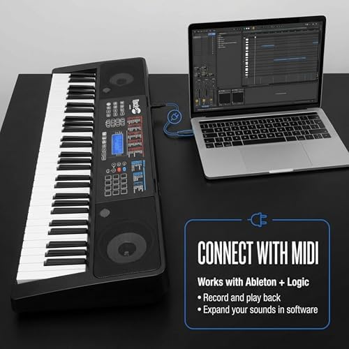 RockJam RJ561 61 Key Keyboard Piano Kit with Stand, Stool & Headphones