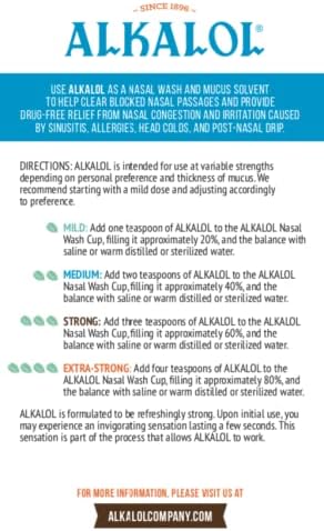 Alkalol - A Natural Soothing Nasal Wash, menthol, 2 Piece Set 1 Count