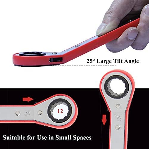 MacWork 5-Piece Offset Ratcheting Wrench Set ，Five Colors Reversible Universal Ratchet Double Ring Spanners