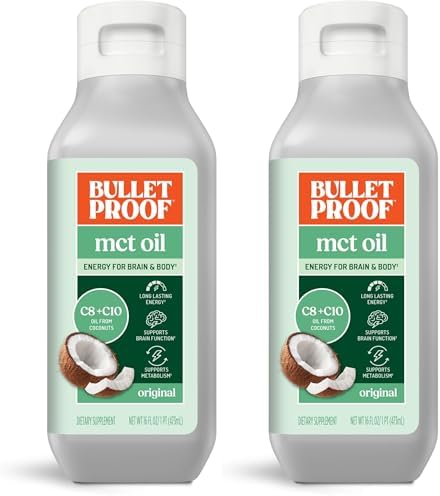 Bulletproof C8 & C10 MCT Oil, 100% Pure Coconut Oil, Unflavored, 16 oz | Triple-Distilled for Sustained Keto Energy, No Additives or Fillers, Non-GMO