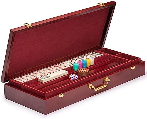 Yellow Mountain Imports American Mahjong Set – The Classic with 166 Tiles, Vintage Rosewood Veneer Case & Mahjong Accessories