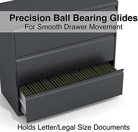 Lorell 3-Drawer Lateral File, 42 by 18-5/8 by 40-1/4-Inch, Charcoal