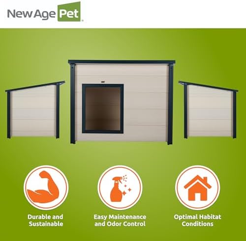 New Age Pet ECOFLEX Rustic Lodge Dog House, Jumbo, Weather Resistant, Easy Assembly, Elevated Floor, Non Toxic, Durable Composite
