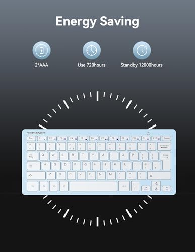 TECKNET 2.4G Wireless Keyboard - Mini Compact Keyboard with Media Hotkeys, 12-Month Battery Life, Compatible with PC, Desktop, Laptop, Smart TV - Black