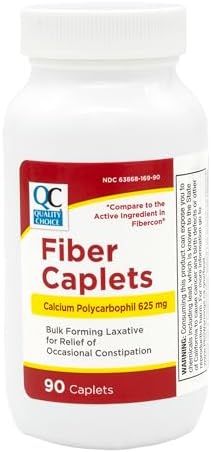 Quality Choice Fiber Therapy Caplets, Safe and Comfortable Constipation Relief Without The Gas and Bloating