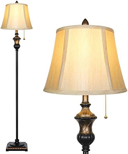 TOBUSA Traditional Floor Lamp, Standing Lamp with Bronze Fabric Shade