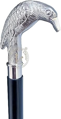 Edgar Allen Poe's Mystic Raven Gothic Walking Stick Swagger Cane, 37 Inch, Hardwood, Black