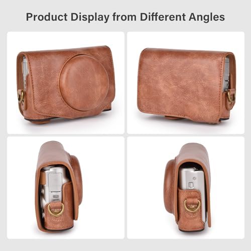 kinokoo Case for Canon PowerShot SX720 HS/SX730 HS/SX740 HS Digital Camera - PU Leather SX740 HS Protective Case Easy Carrying Bag with Adjustable Shoulder Strap - Brown