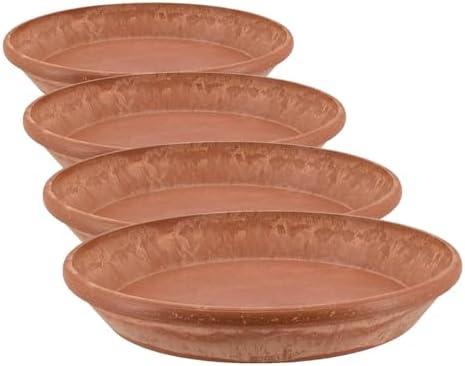 Arcadia Garden Products PSW Pot Collection AP35TCM 14-inch Plastic/Stone/Wood Composite Plant Saucer Drip Tray – No Drainage Hole (Drillable)